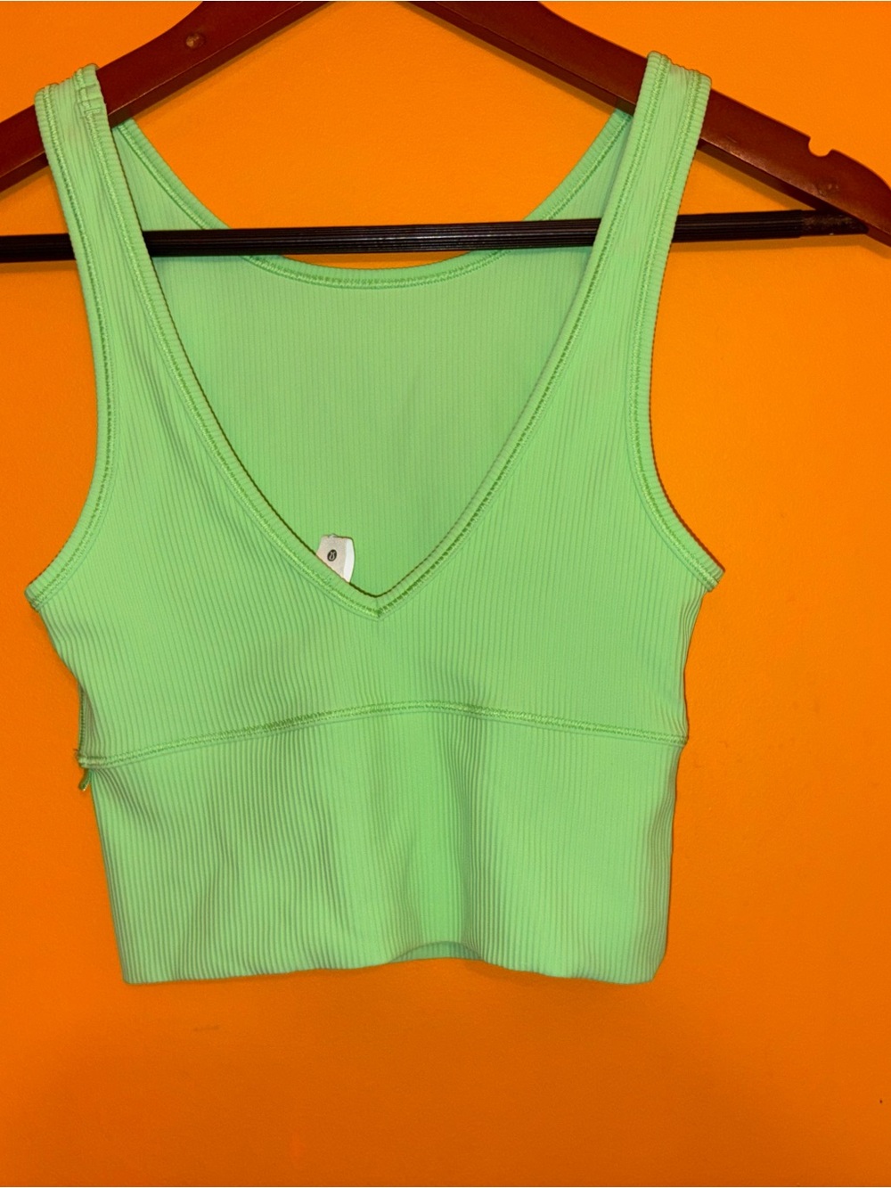 Lululemon Power Pivot Lime Green Ribbed Crop Tank - Picture 2 of 4